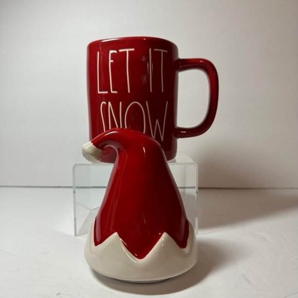 Rae Dunn Christmas Red Let It Snow Mug w/Elf Hat by Magenta Artisan Collection - Picture 6 of 10